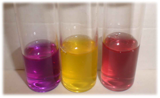 Izquierda: Rhamnosa Broth sin inocular. Centro: Rhamnosa positivo, L.monocytogenes. Derecha: Rhamnosa negativo, L.ivanovii u otra